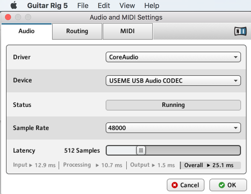 guitar rig 5 - audio and midi settings